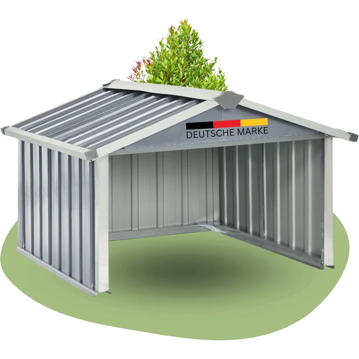 DELUKE® Mähroboter Garage aus Metall - 92x97x63cm | Dach Carport Überdachung für Rasenmäher Rasenroboter Automower Garten Mährobotergarage Regenschutz für Rasenmäher, Grau – Bild 1
