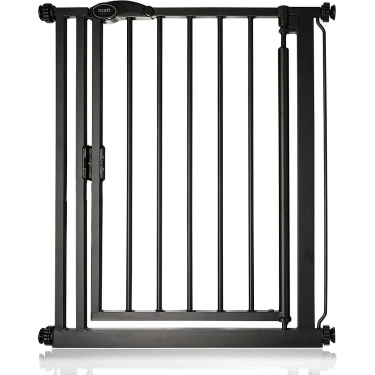 Safetots Druckmontage Selbstschließendes Treppengitter, Schmal, 68. 5cm - 75cm, Mattschwarz, Automatisch schließendes Babygitter, Sicherheitsbarriere für Kleinkinder, Einfache Installation