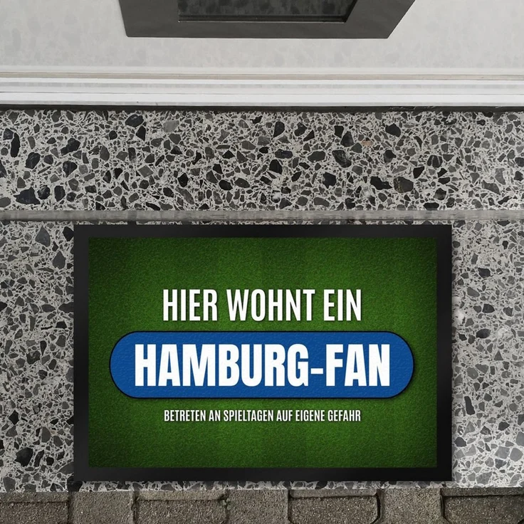 speecheese Fußmatte Hier wohnt ein Hamburg Fan Fußmatte XL mit Rasen Motiv – Bild 2