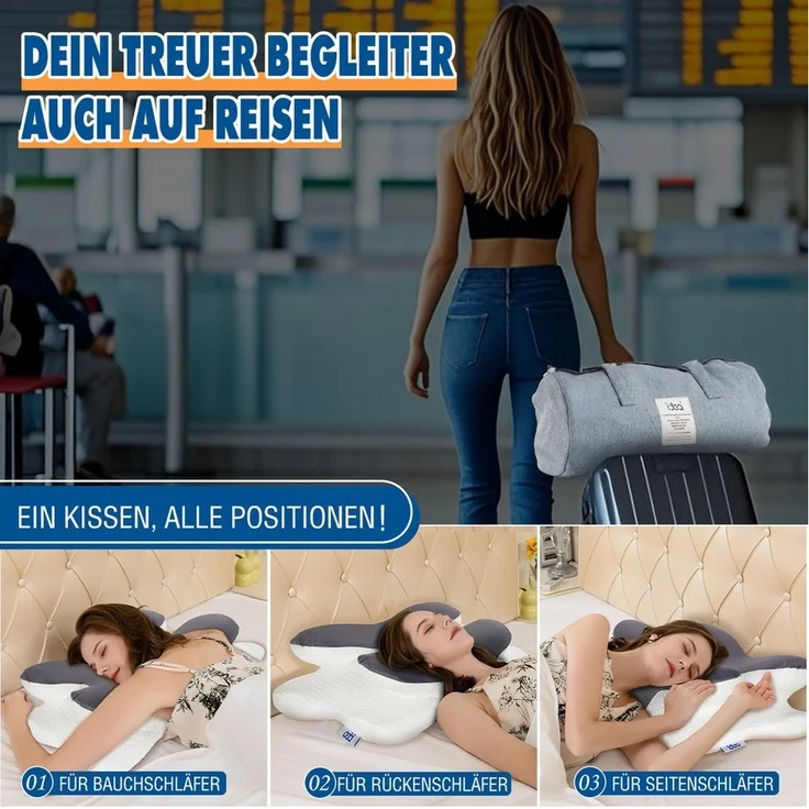 Esun Kopfkissen Nackenkissen, Memory Foam Kissen Nackenstützkissen Kopfkissen, Füllung: Kissenbezug besteht aus 18% Elasthan und 82% Nylon, Seitenschlafer, Rückenschlafer, Bauchschlafer, Set, Kissen vom OEKO-TEX® und CertiPUR Getestet, Kissen mit Reise... – Bild 2