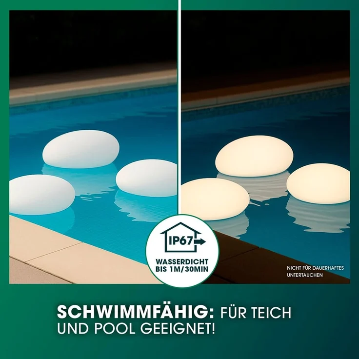 EASYmaxx LED Solarleuchte mit Farbwechsel | Deko Gartenleuchte mit LED Beleuchtung | Wunderschöne Lichteffekte mit Tageslichtsensor In & Outdoor | Gartendeko Witterungsbeständig IP67, Stein Set – Bild 4
