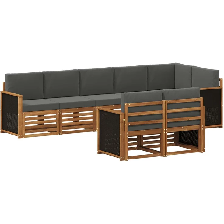 vidaXL Outdoor-Sofagarnitur 7 stk. 8-Sitzer Natur und Anthrazit 3384493 – Bild 2