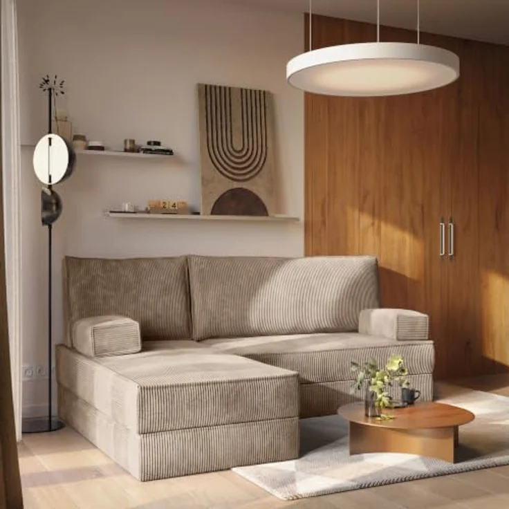 Masseno Ecksofa NOTIA modulares Boneless Sofa mit Schlaffunktion, Kordstoff POSO 02, 3 Sitzflächen, Relaxfunktion, 200 cm x 120 cm x 86 cm – Bild 7