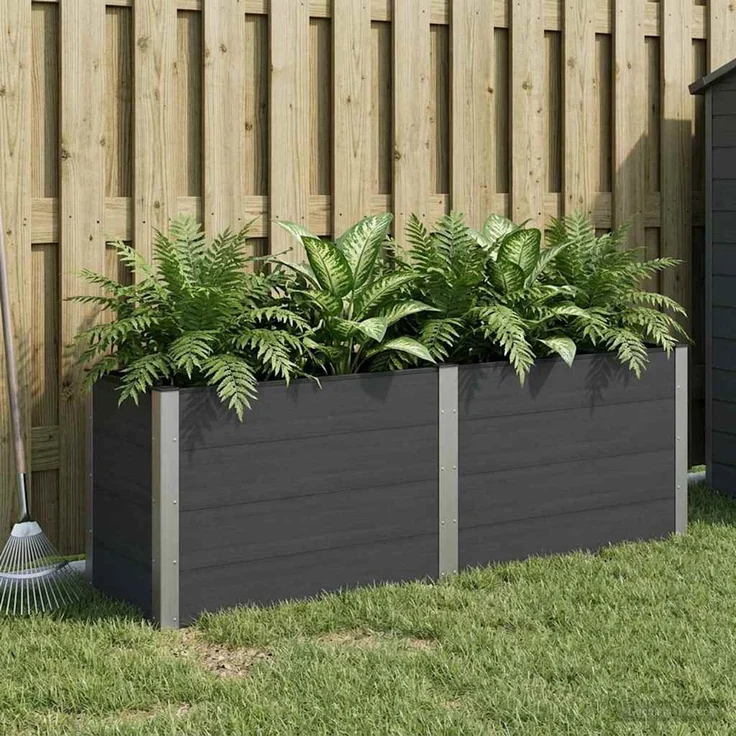 vidaXL Hochbeet Schwarz 200 x 50 x 91 cm WPC und Aluminium 42038985 – Bild 1