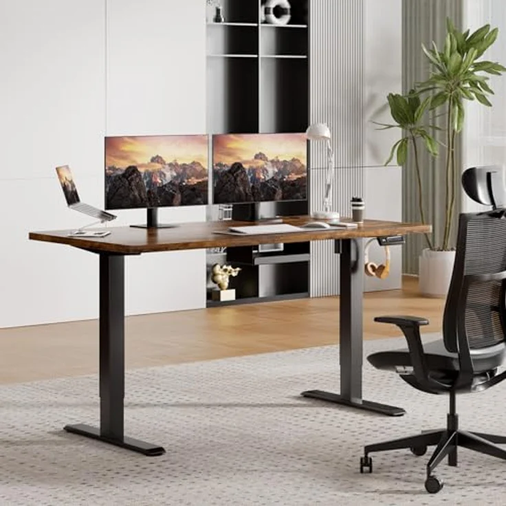JUMMICO Schreibtisch elektrisch höhenverstellbar mit Memory-Funktion, Braun, 140x60 cm – Bild 10