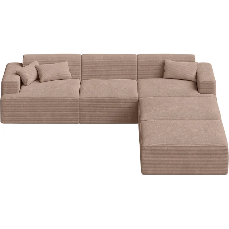 skølm 'Freki' Cloud Sofa 3 Sitzer mit 2x Hocker, Vollschaumcouch mit Federkern und Vakuum-Kompression, kein Aufbau erforderlich, mit 3 Kissen, Cord taupe – Bild 10