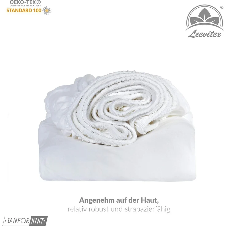 leevitex® Spannbettlaken für Topper – weich, anschmiegsam, pflegeleicht & ideal zum Wohlfühlen, Gummizug: Rundum-Gummizug, 100 % Baumwolle, 18 cm Steghöhe – Bild 4