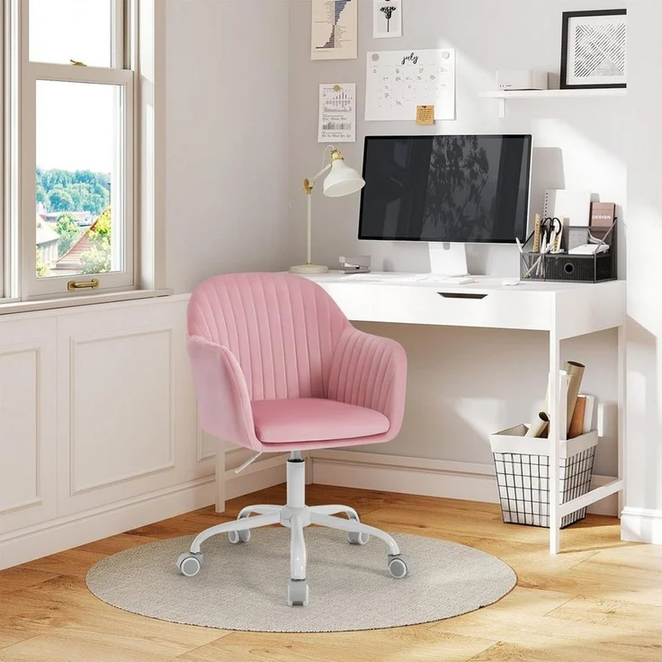 Woltu Schreibtischstuhl, Homeoffice Stuhl mit Rollen, Schminkstuhl höhenverstellbar – Bild 3