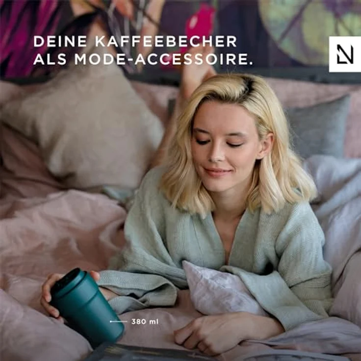 LARS NYSØM Thermo Kaffeebecher to go 380ml | Travel Mug 0,38 Liter mit Isolierung | Auslaufsicherer Edelstahl Thermobecher für Kaffee und Tee unterwegs | Teebecher (Creamy Peach, 380ml) – Bild 5