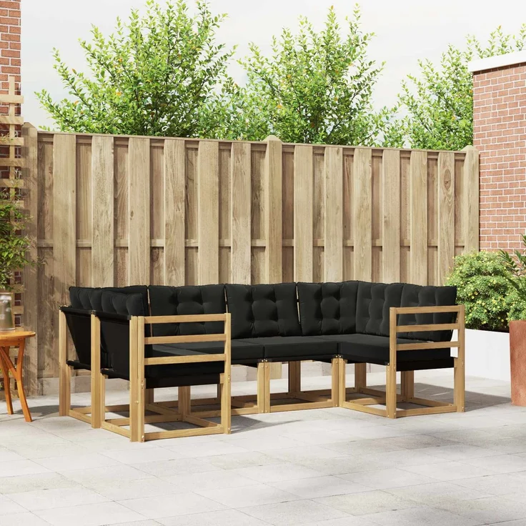 vidaXL Outdoor-Sofagarnitur 6 stk. 6-Sitzer Weiß und Schwarz 3389802 – Bild 1