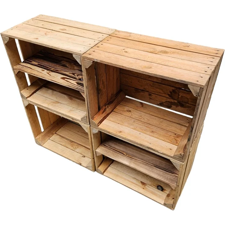 Holzkisten 4er Set 50 x 40 x 30cm mit Regal Lang Vintage Natur – Bild 3