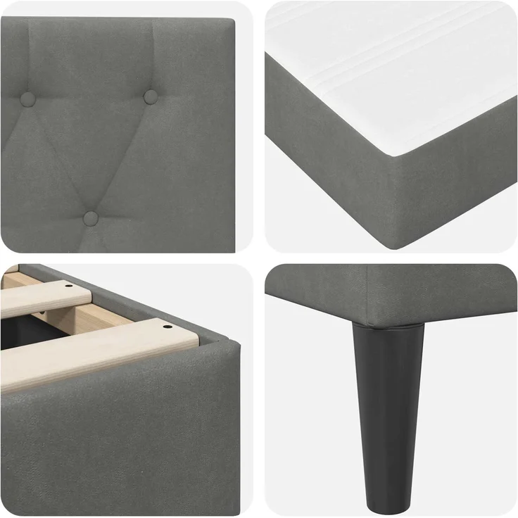 vidaXL Bettgestell mit Matratze Dunkelgrau 200x200 cm Samt 3415073 – Bild 9