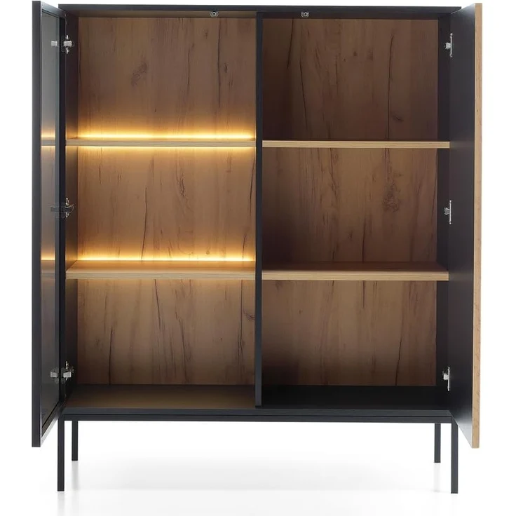 Lomadox Highboard SIBARI-160, Highboard, schwarz mit Wotan Eiche Nb, grifflos B/H/T 104/126/36 cm – Bild 7