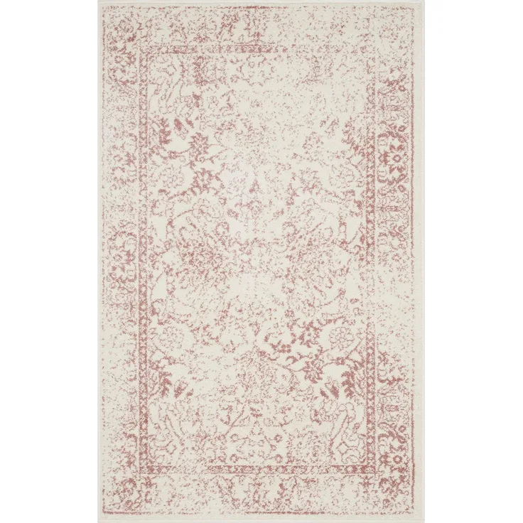 Safavieh Akzent-Teppich 91x152 cm - Adirondack Collection - Transitional Design, Elfenbein & Rosa, Pflegeleichte Synthetikmischung, Ideal für Wohnzimmer, Schlafzimmer, Büro