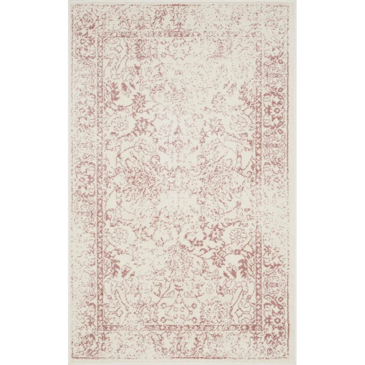 Safavieh Akzent-Teppich 91x152 cm - Adirondack Collection - Transitional Design, Elfenbein & Rosa, Pflegeleichte Synthetikmischung, Ideal für Wohnzimmer, Schlafzimmer, Büro