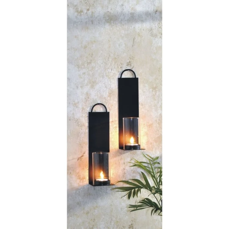 Wandkerzenhalter, 2er Set, aus Metall 7cm x 25,5cm – Bild 1