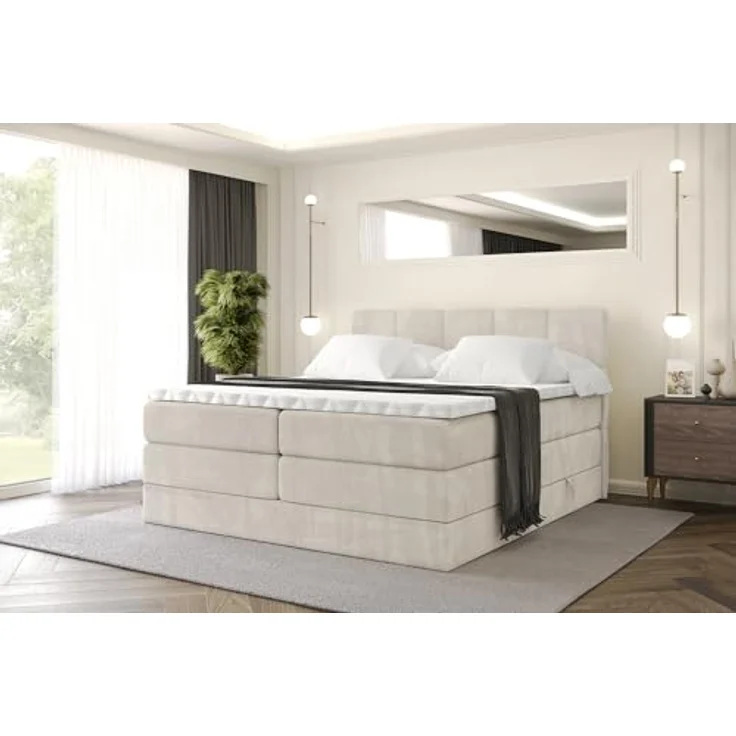 ALTDECOR Boxspringbett LIRO KING (Multipocket-Matratze H4, H3 Matratze Bonellfederung, Topper, Kopfteil) – Bild 2