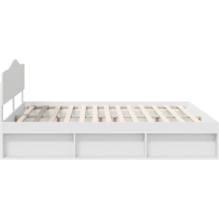 vidaXL Bettrahmen mit Kopfteil Weiß 200 x 200 cm Massives Kiefernholz 3412853 – Bild 7