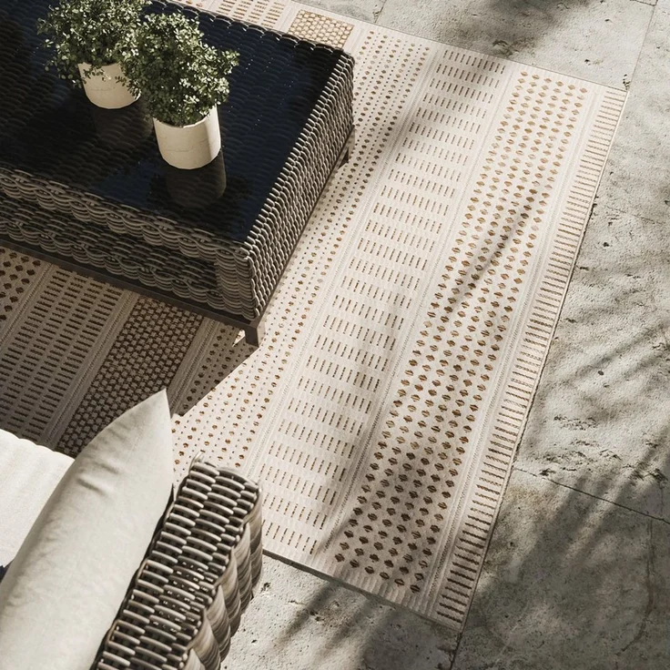 Interiyou Outdoorteppich Kano, Rechteckig, Höhe: 5 mm, Teppich für draußen, Garten, Terrasse, Küchenteppich, Wetterfest – Bild 3