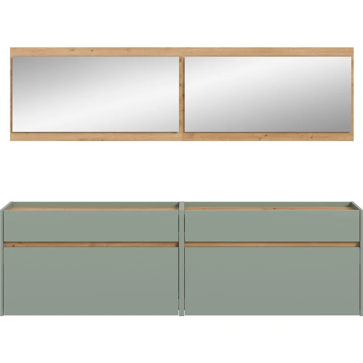 Garderobenkombination B/H/T: 192x220x32 cm in Salbei Nachbildung und Artisan Oak Nachbildung – Bild 2