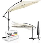 Juskys 'Brazil' Sonnenschirm, Polyester, Grau / Creme, Ø 285 cm, mit Beleuchtung