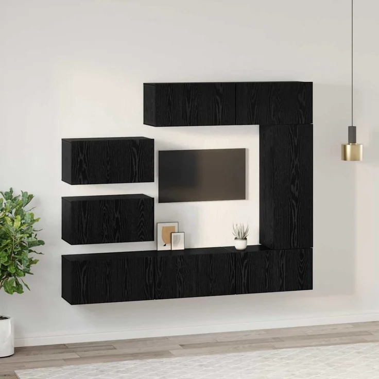 vidaXL TV-Schrankset 8 stk. 30,5 x 30 x 90 cm Schwarz Eichen-Optik 3393133 – Bild 4