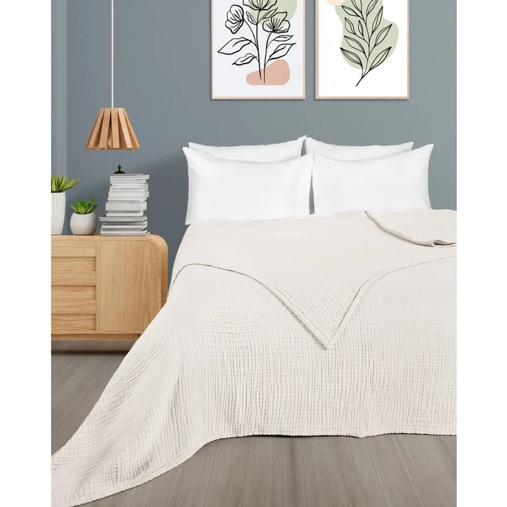 Laynenburg Tagesdecke Musselin aus 100% Baumwolle – Baumwolldecke, Kuscheldecke, Wohndecke als Sommerdecke, Bett-Überwurf, Couch-Überwurf, Sofa-Decke – Bild 2