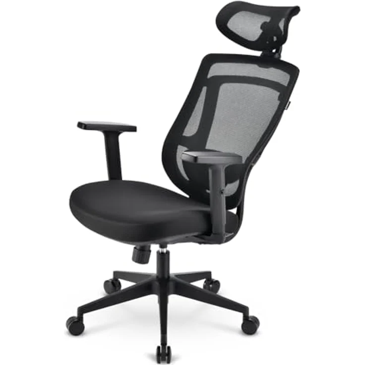 Sharkoon OfficePal C10, Ergonomischer Bürostuhl mit Netz-Rückenlehne, verstellbaren Armlehnen und integrierter Kopf- und Lordosenstützung, belastbar bis 110 kg – Bild 5