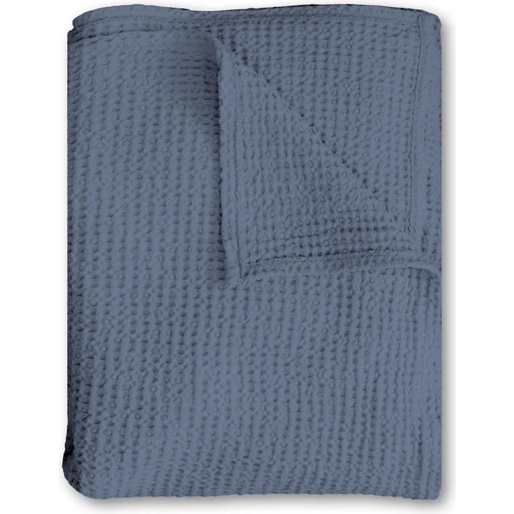 Baumwoll Waffelpiqué Decke blau 150 x 200 cm