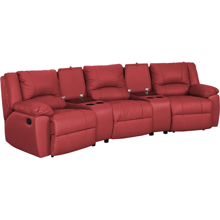 Vente-unique - Relaxgarnitur 3- + 2-Sitzer - Rindsleder - Rot - AROMA