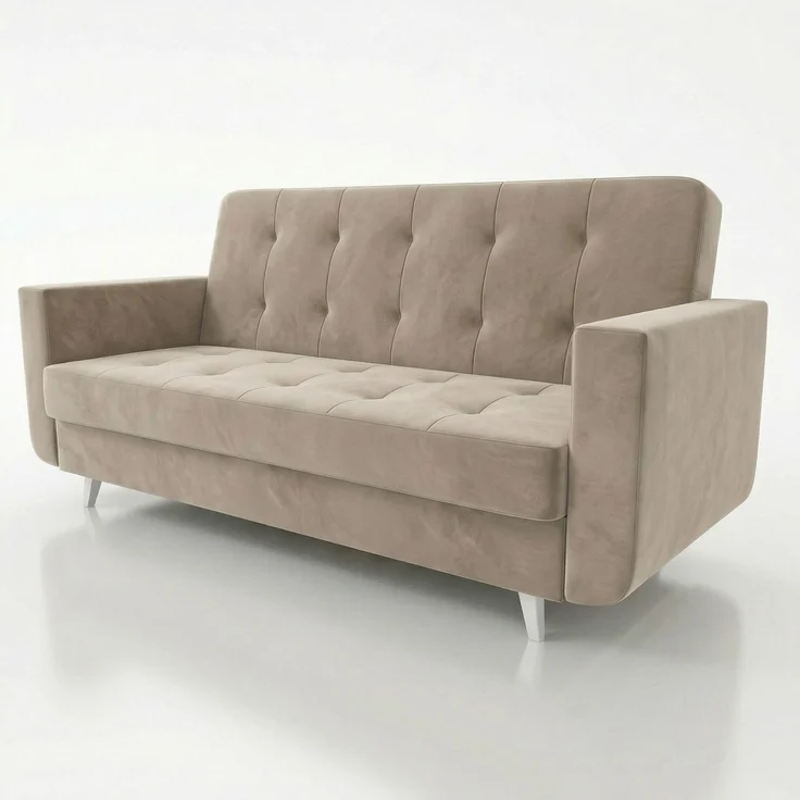 Wohnero 24 Nomi Premium Schlafsofa 218x92 cm mit Bettkasten – 120x187 cm Liegefläche, 3-Sitzer Sofa mit Schlaffunktion & Wellenfeder - Beige – Bild 2