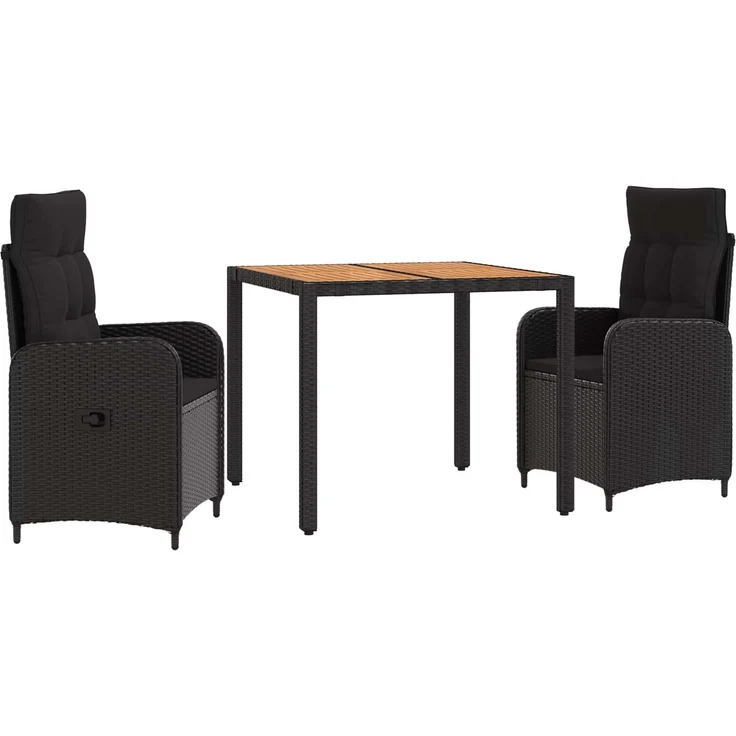 vidaXL Outdoortisch-Set 3 stk. Schwarz 90 x 90 x 75 cm 3422262 – Bild 2