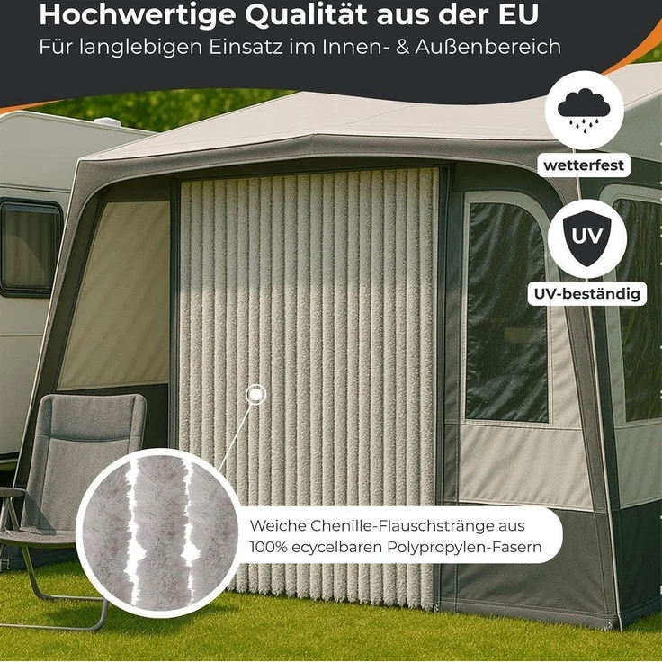 Flauschvorhang 56x185cm - 140x220cm Unistreifen Braun 120x220 cm – Bild 7