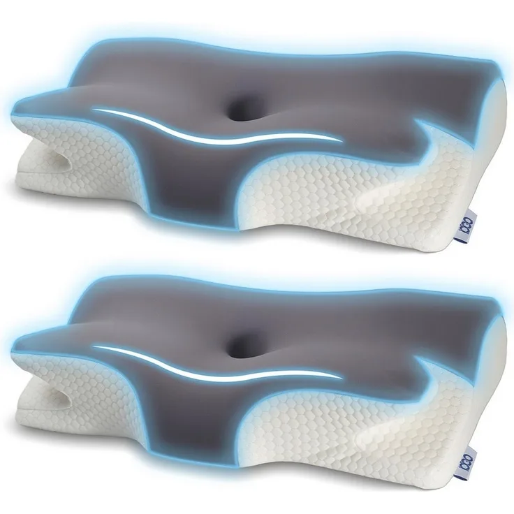 Esun Nackenstützkissen Nackenstützkissen, Kopfkissen Memory Foam, Kissen Seitenschläferkissen, Füllung: Memory Foam, Seitenschlafer, Rückenschlafer, Bauchschlafer, Set, Kissen vom OEKO-TEX® und CertiPUR Getestet, für Seiten Rücken & Bauchschläfer, Nack...