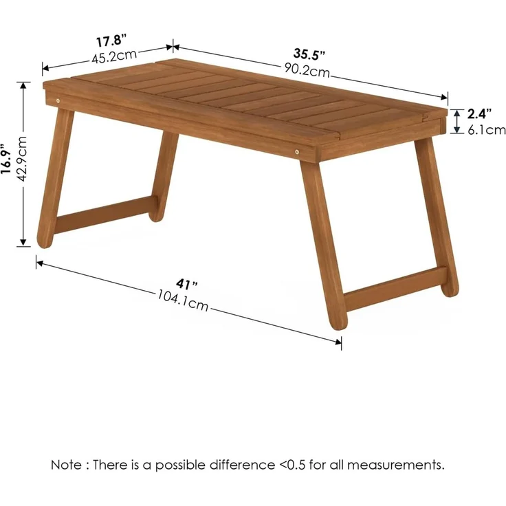 Furinno DALAM Patio-Tisch, klappbarer Outdoor-Beistelltisch mit Latten-Tischplatte, Couchtisch, für Innenbereich, Balkon, Terrasse, Garten, Veranda, Natur – Bild 3