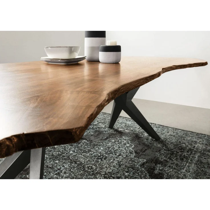 Baumtisch Akazie 140x90x76 natur lackiert Beine anthrazit glänzend FREEFORM 4 #12 – Bild 5
