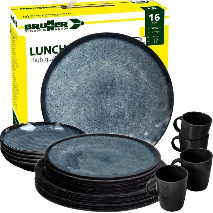 BRUNNER Geschirr-Set BRUNNER Camping Geschirrset VENETIAN (8, 12, 16, 36-Teile) Rutschfest (16-tlg)
