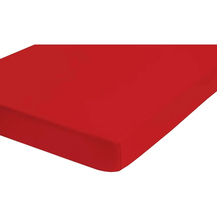 Biberna Jersey-Spannbetttuch, 100 % Baumwolle, Rot, 1x 90x190 cm - 100x200 cm – Bild 4