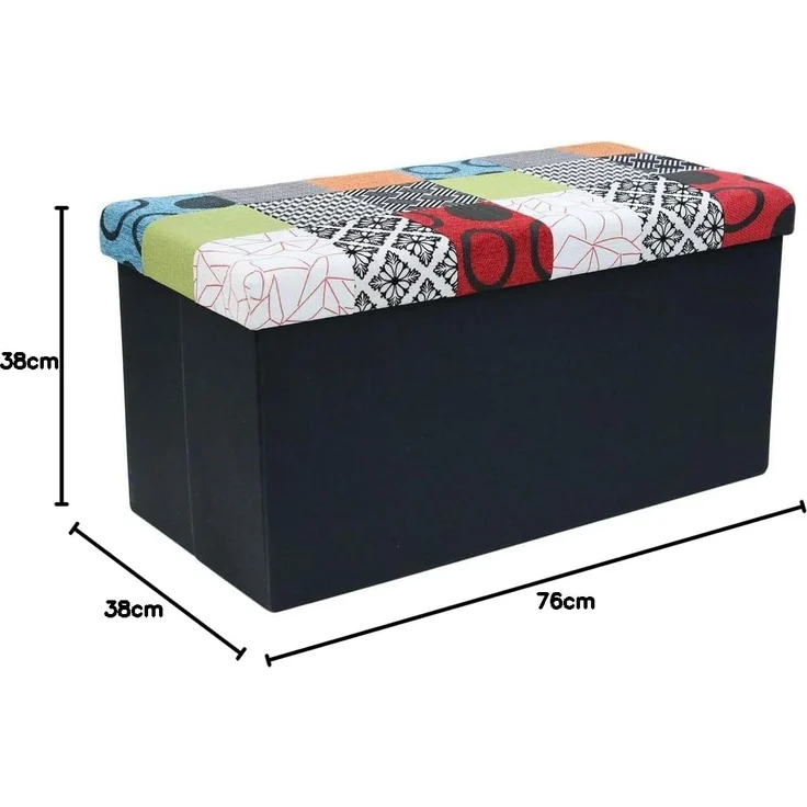 CMP Paris Home Deco Factory Truhenbank, zusammenlegbar, Patchwork, 76 x 38 x 38 cm – Bild 3