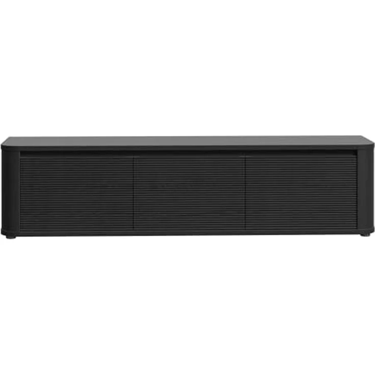 Forte BREATHTAKER TV-Schrank 170, modern minimalistisches Lowboard, 3-türig, Reliefstruktur, Wohnzimmer, Holzwerkstoff, Schwarz, 168 cm breit x 41,5 cm hoch x 41,3 cm tief – Bild 3