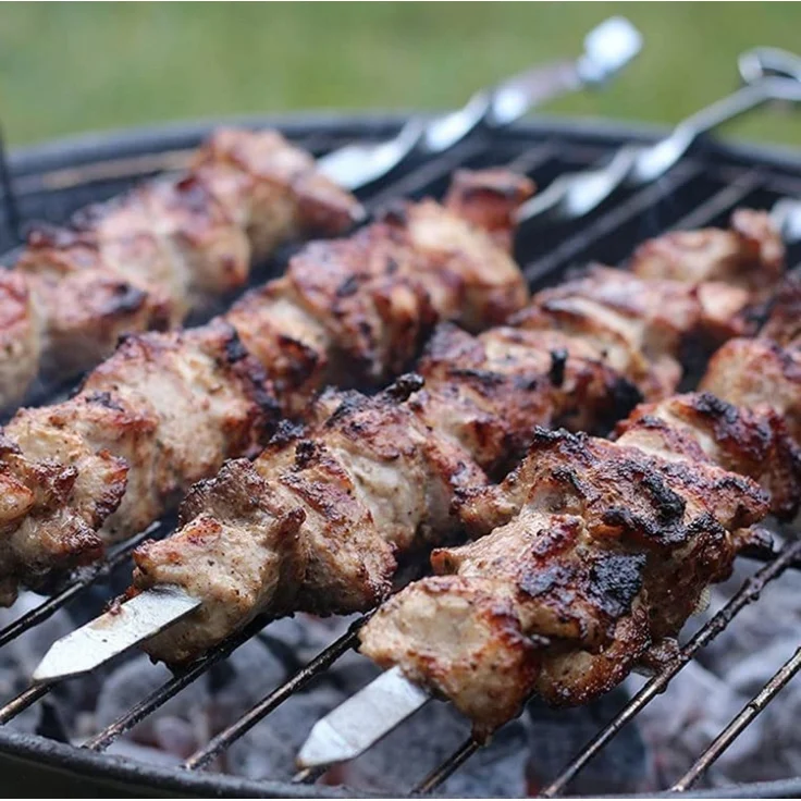 BAYLI Grillspieß 6x Grillspieße aus Edelstahl, 45cm Schaschlikspieße Set, Schampura – Bild 3