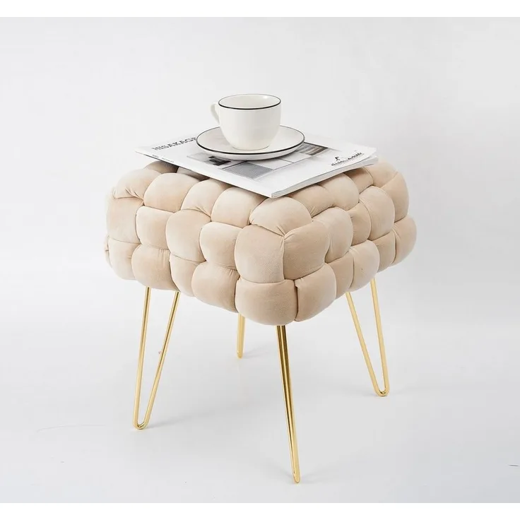 Zedelmaier Sitzhocker Ottoman Sitzbank Schminktisch Hocker Fußhocker Polsterhocker (ZDV42-CM), Größe: L38*B38*H41,5cm Goldene Beine
