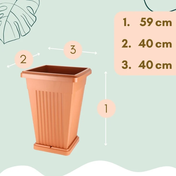 GarPet Pflanzkübel 2er Set Pflanz Kübel Pyramide Groß Blumen Untersetzer 50 Terrakotta – Bild 2