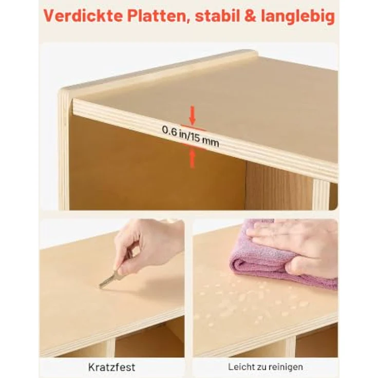 VEVOR Offener Kinderkleiderschrank, Kindergarderobe mit 16 Haken & 24 Fächern (8 Groß + 16 Klein), langlebig und kindersicher für Kindergarten und Zuhause – Bild 5