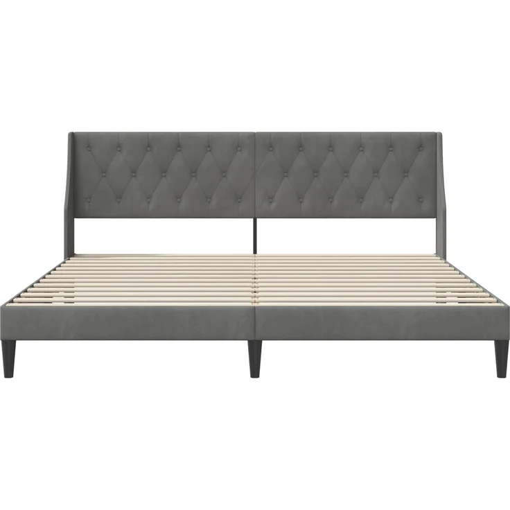 vidaXL Bettrahmen mit Kopfteil Dunkelgrau 183 x 213 cm Samt 42027466 – Bild 4
