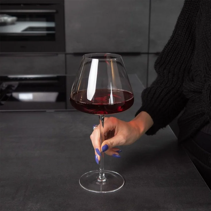 Intirilife Weinglas Weingläser 600 ml Weißwein Rotwein Glas Kelch spülmaschinenfest, 2-tlg, Glas, 2x Wein Glas 600ml Rotwein Glas Kelch Spülmaschinenfest Kristallglas – Bild 3