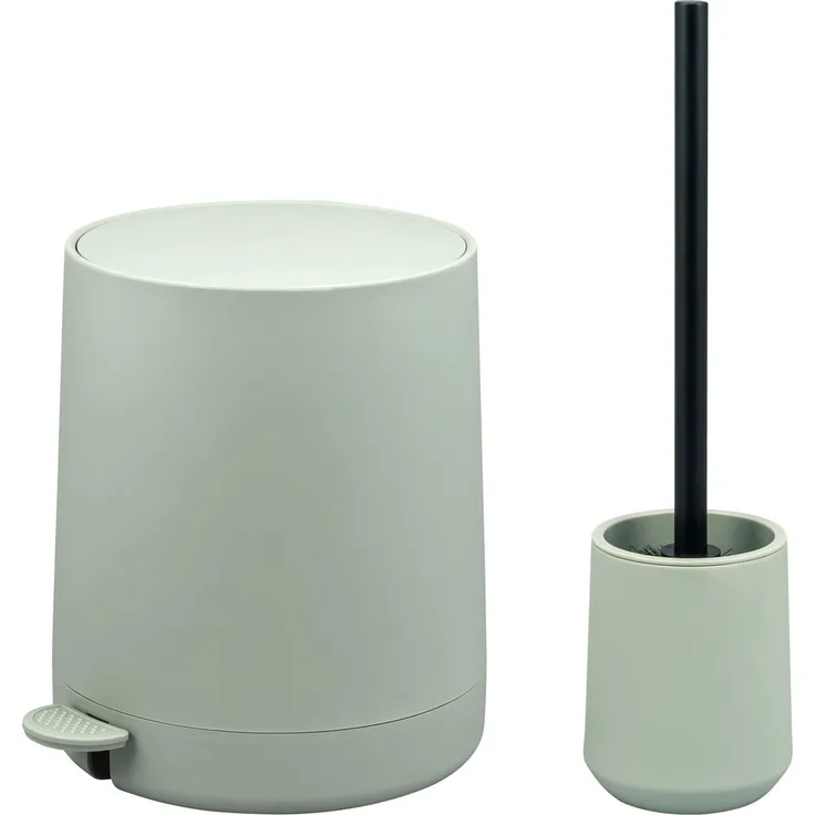 Bad-Accessoires Set TESERO 2tlg. bestehend aus 1x WC-Garnitur, 1x Kosmetikeimer aus Kunststoff in Salbei