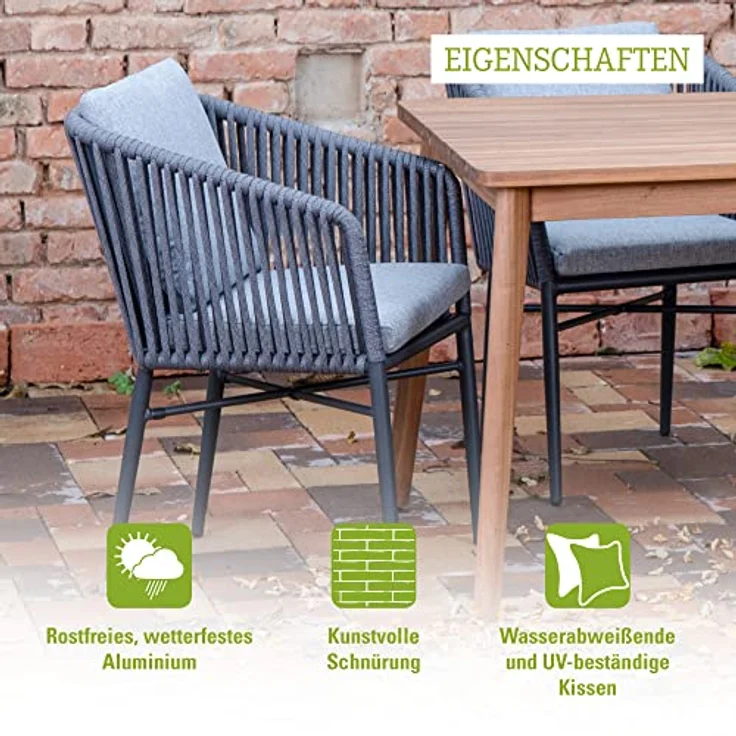 acamp Gartenstuhl Manhattan grau 6er Set Aluminium – Bild 4