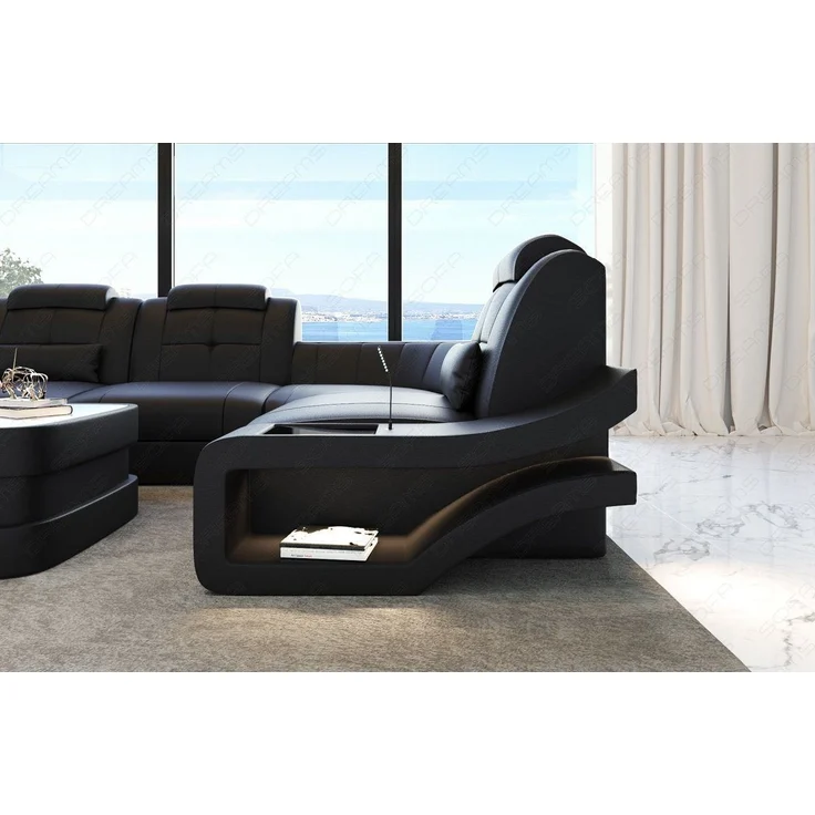 Sofa Dreams Wohnlandschaft Ledersofa Leder Couch Elegante U-Form Ledercouch, wahlweise mit Bettfunktion – Bild 2
