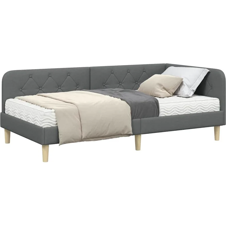 vidaXL Eckbettgestell Dunkelgrau 90 x 190 cm Stoff 3394110 – Bild 2